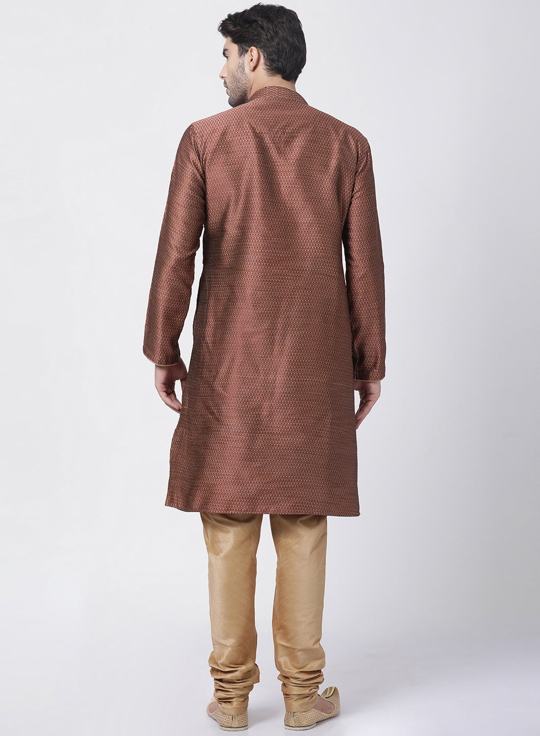 Men's Maroon Cotton Silk Blend Kurta and Pyjama Set