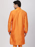 Men's Orange Cotton Silk Blend Kurta