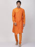 VASTRAMAY Men's Orange Cotton Silk Blend Kurta