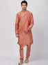 Men's Pink Cotton Silk Blend Kurta