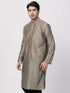 Men's Beige Cotton Silk Blend Kurta