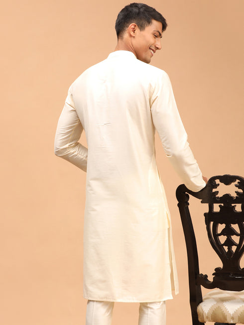 Men's Cream Viscose Rayon Kurta