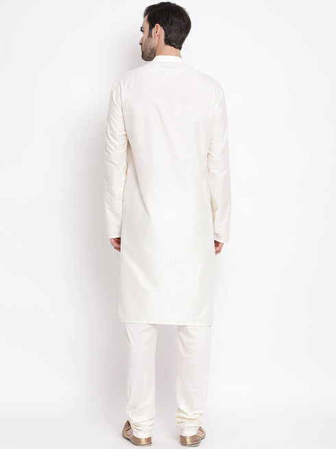 Men's Cream Viscose Rayon Kurta Pyjama Set