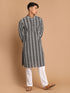 Men's Black Pure Cotton Chikankari Kurta With Pant Set