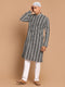Men's Black Pure Cotton Chikankari Kurta Pant With Prayer Cap