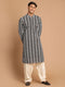 Men's Black Pure Cotton Chikankari Kurta With Patiala Set
