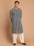 Men's Black Pure Cotton Chikankari Kurta With Patiala Set