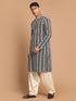 Men's Black Pure Cotton Chikankari Kurta With Patiala Set