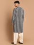 Men's Black Pure Cotton Chikankari Kurta With Patiala Set
