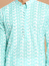 Men's Green Pure Cotton Chikankari Kurta With Dhoti Set