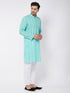 Men's Green Pure Cotton Chikankari Kurta With Pant Set