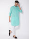 Men's Green Pure Cotton Chikankari Kurta With Pant Set