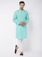 Men's Green Pure Cotton Chikankari Kurta With Pant Set