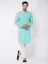 Men's Green Pure Cotton Chikankari Kurta With Pant Set
