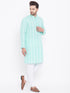VASTRAMAY Men's Green Pure Cotton Chikankari Kurta Pyjama Set