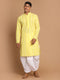 Men's Mustard Pure Cotton Chikankari Kurta With Dhoti Set