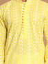 Men's Mustard Pure Cotton Chikankari Kurta With Dhoti Set
