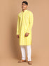 Men's Mustard Pure Cotton Chikankari Kurta With Pant Set