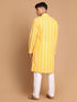 Men's Orange Pure Cotton Chikankari Kurta With Pant Set