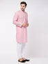 Men's Pink Pure Cotton Chikankari Kurta With Pant Set