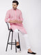 Men's Pink Pure Cotton Chikankari Kurta With Pant Set