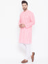 VASTRAMAY Men's Pink Pure Cotton Chikankari Kurta Pyjama Set