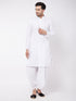 Men's White Pure Cotton Chikankari Kurta With Dhoti Set