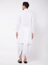 Men's White Pure Cotton Chikankari Kurta With Dhoti Set