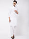 Men's White Pure Cotton Chikankari Kurta With Pant Set