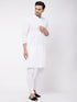 Men's White Pure Cotton Chikankari Kurta With Pant Set
