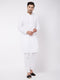 Men's White Pure Cotton Chikankari Kurta With Pant Set