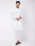 Men's White Pure Cotton Chikankari Kurta With Pant Set