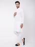 Men's White Pure Cotton Chikankari Kurta With Pant Set