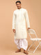 Men's Yellow Pure Cotton Chikankari Kurta With Dhoti Set