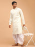 Men's Yellow Pure Cotton Chikankari Kurta With Dhoti Set