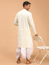 Men's Yellow Pure Cotton Chikankari Kurta With Dhoti Set