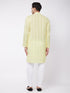 Men's Yellow Pure Cotton Chikankari Kurta With Pant Set