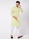 Men's Yellow Pure Cotton Chikankari Kurta With Pant Set
