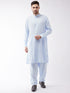 Men's Blue Cotton Blend Kurta and Pyjama Set