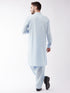 Men's Blue Cotton Blend Kurta and Pyjama Set