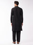 Men's Black Cotton Blend Kurta and Pyjama Set