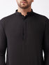Men's Black Cotton Blend Kurta and Pyjama Set