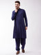 Men's Blue Cotton Blend Kurta and Pyjama Set