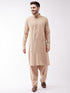 VASTRAMAY Men's Chiku Cotton Blend Kurta and Pyjama Set