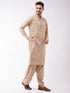 VASTRAMAY Men's Chiku Cotton Blend Kurta and Pyjama Set