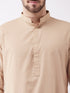 VASTRAMAY Men's Chiku Cotton Blend Kurta and Pyjama Set