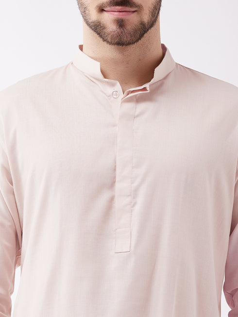 Men's Cream Cotton Blend Kurta and Pyjama Set