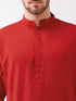 Men's Maroon Cotton Blend Kurta and Pyjama Set