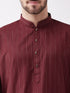 Men's Maroon Cotton Blend Kurta