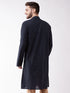Men's Navy Blue Cotton Blend Kurta